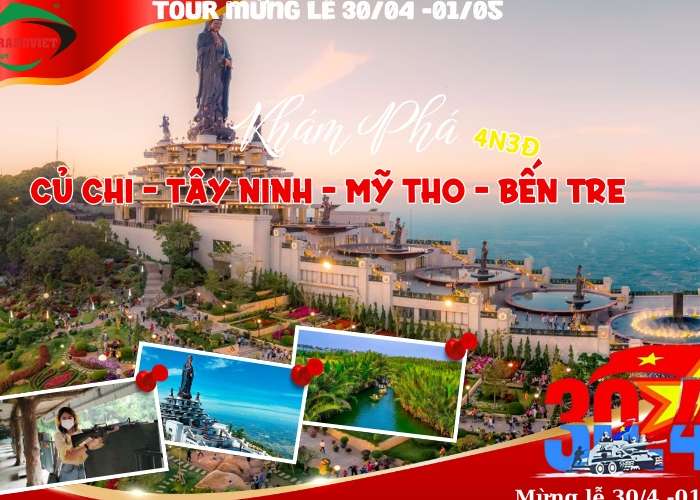 Tour Củ Chi - Tây Ninh - Mỹ Tho - Bến Tre 4 Ngày 3 Đêm Lễ 30/4-1/5 (Bay VietnamAirlines)